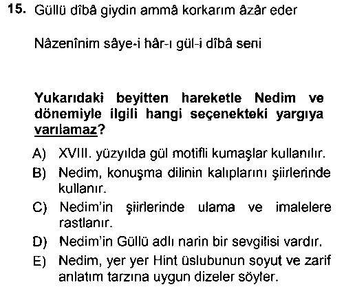 EDB401U XVIII. Yüzyıl Türk Edebiyatı çıkmış sınav sorusu 3