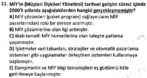 BS1002 Müşteri İlişkileri Yönetimi çıkmış sınav sorusu 3