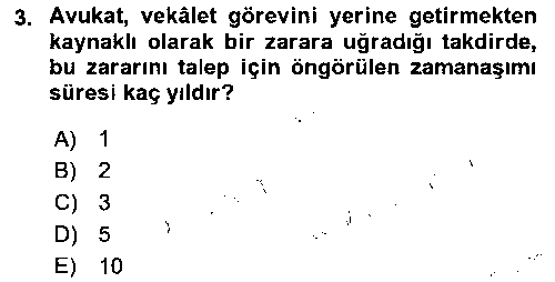 HUK202U Avukatlık Ve Noterlik Hukuku çıkmış sınav sorusu 3