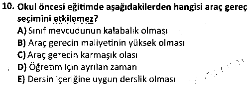 CGE1003 Okul Öncesi Eğitimde Araç Gereç Geliştirme çıkmış sınav sorusu 2