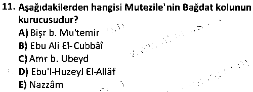 ISL2009 İslam Mezhepleri Tarihi çıkmış sınav sorusu 3