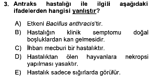 LBV209U Veteriner Mikrobiyoloji ve Epidemiyoloji çıkmış sınav sorusu 3