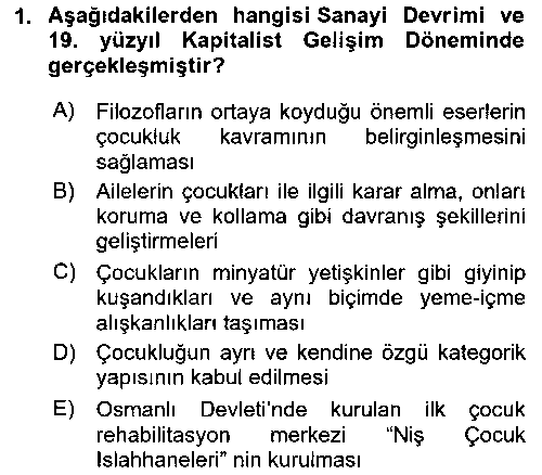 SOS120U Çocukluk Sosyolojisi çıkmış sınav sorusu 1