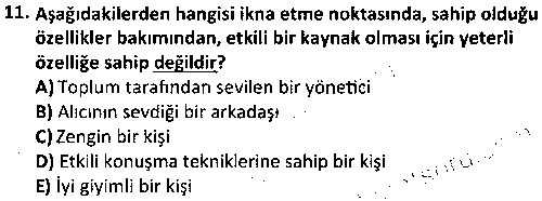BYYA2007 İkna ve İkna Psikolojisi çıkmış sınav sorusu 3