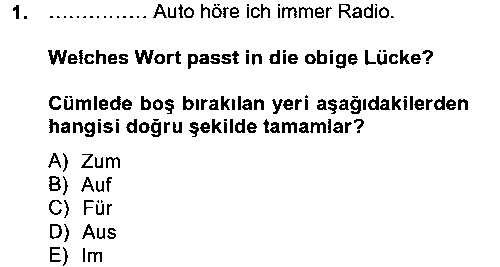 ALM102U Almanca 2 çıkmış sınav sorusu 1