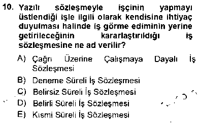 HUK301U Bireysel İş Hukuku çıkmış sınav sorusu 2