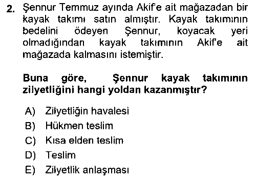 HUK106U Medeni Hukuk 2 çıkmış sınav sorusu 2