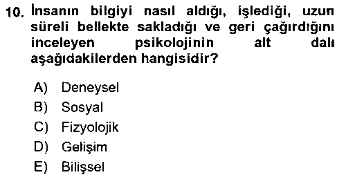 EBR105U İnsan ve Davranış çıkmış sınav sorusu 2