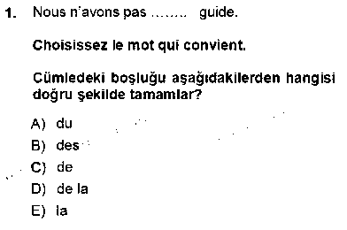 FRA201U Turizm İçin Fransızca çıkmış sınav sorusu 1