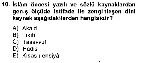 Türk İslam Edebiyatı çıkmış sınav sorusu 2
