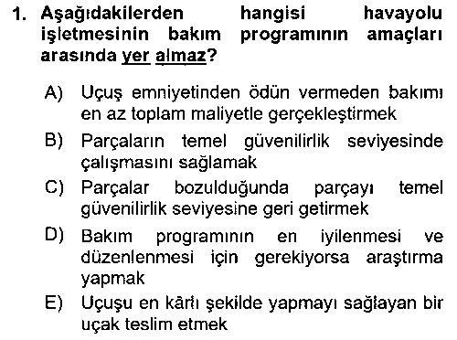 HIS406U Havayolu İşletmelerinde Operasyonel Planlama çıkmış sınav sorusu 1