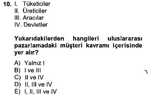 PZL210U Uluslararası Pazarlama çıkmış sınav sorusu 2