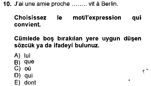 FRA102U Fransızca 2 çıkmış sınav sorusu 2