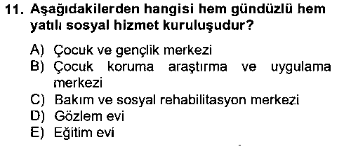 SHZ104U Sosyal Hizmet Kuruluşları çıkmış sınav sorusu 2