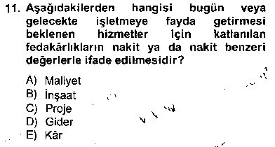 MUH206U İnşaat ve Gayrimenkul Muhasebesi çıkmış sınav sorusu 3