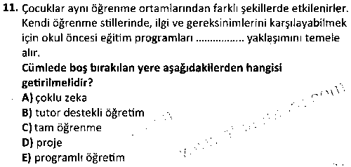 CGE1001 Çocuk ve Oyun çıkmış sınav sorusu 3