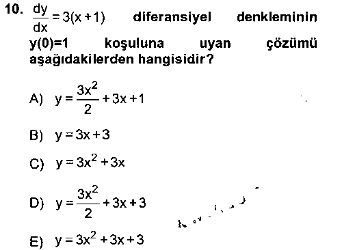 MAT106U Matematik 2 çıkmış sınav sorusu 1