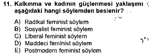 SOS310U Toplumsal Cinsiyet Çalışmaları çıkmış sınav sorusu 3