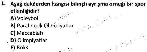 SPY2001 Spor Sosyolojisi çıkmış sınav sorusu 1