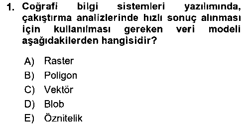 CBS118U Konumsal Veritabanı 2 çıkmış sınav sorusu 1
