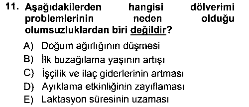 LBV201U Temel Sürü Sağlığı Yönetimi çıkmış sınav sorusu 2