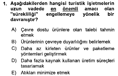 TRZ402U Sürdürülebilir Turizm çıkmış sınav sorusu 1