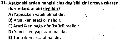 EY2008 Tapu ve Kadastro Bilgisi çıkmış sınav sorusu 3