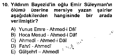 EDB202U XIV-XV. Yüzyıllar Türk Edebiyatı çıkmış sınav sorusu 2