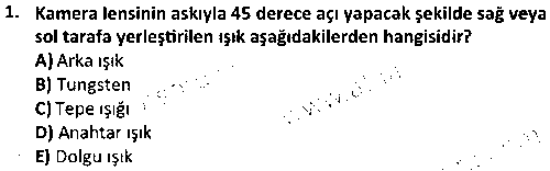 FOT1006 Kameramanlık çıkmış sınav sorusu 1