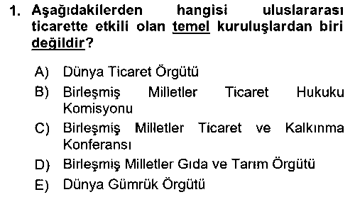 HUK223U Uluslararası Ticaret Hukuku çıkmış sınav sorusu 1