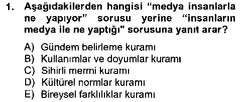 ILT112U İletişim Kuramları çıkmış sınav sorusu 1