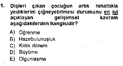 OKO203U Erken Çocukluk Döneminde Gelişim 1 çıkmış sınav sorusu 1