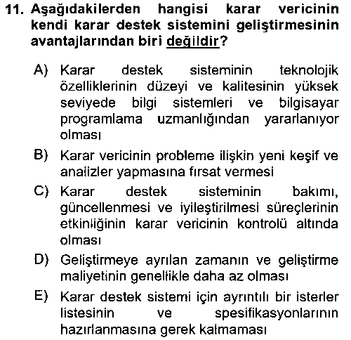 YBS402U Karar Destek Sistemleri çıkmış sınav sorusu 3