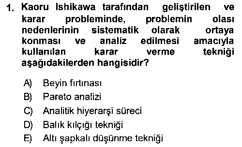 ISL408U İşletmelerde Karar Verme Teknikleri çıkmış sınav sorusu 1