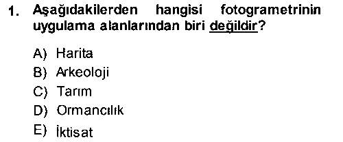 CBS205U Fotogrametri çıkmış sınav sorusu 1