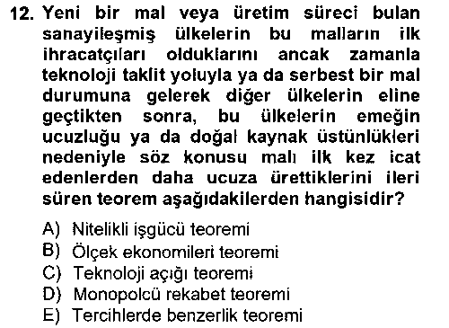 TIC108U Uluslararası Ticaret çıkmış sınav sorusu 3