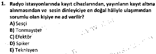 FOT1001 Radyo ve Televizyonda Temel Kavramlar çıkmış sınav sorusu 1