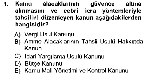 MLY205U Genel Vergi Hukuku çıkmış sınav sorusu 1