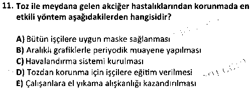 ISG2002 Meslek Hastalıkları çıkmış sınav sorusu 3