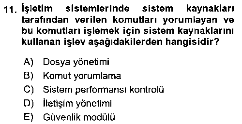 YBS101U Bilişim Teknolojileri çıkmış sınav sorusu 3