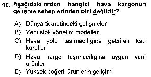 HIS402U Hava Kargo Ve Tehlikeli Maddeler çıkmış sınav sorusu 2