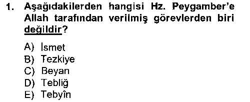 Hadis Tarihi ve Usulü çıkmış sınav sorusu 1