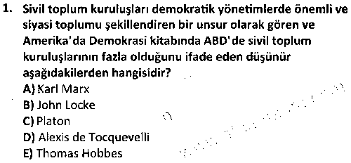 KAM3009 Siyaset Sosyolojisi çıkmış sınav sorusu 1