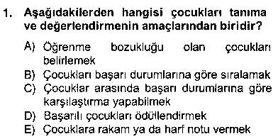 OKO406U Çocukları Tanıma Teknikleri çıkmış sınav sorusu 1