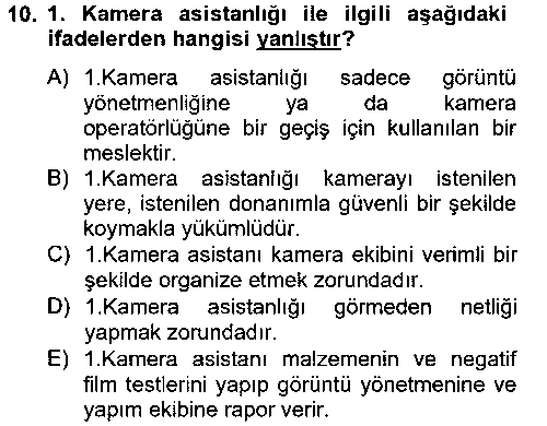 FOT108U Film ve Video Yapımı çıkmış sınav sorusu 2