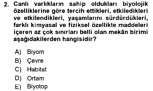 KOI401U Ekoloji ve Turizm çıkmış sınav sorusu 2