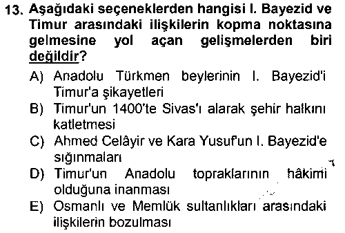 TAR209U Osmanlı Tarihi (1300-1566) çıkmış sınav sorusu 2