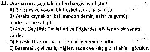 TAR1007 Eskiçağ Anadolu Tarihi çıkmış sınav sorusu 3