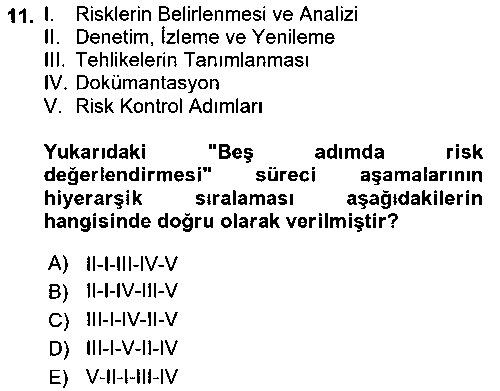 ISG108U Afet, Acil Durum ve Endüstriyel Kazalarda İş Sağlığı ve Güvenliği çıkmış sınav sorusu 3