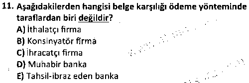 DT1004 Dış Ticaret İşlemleri Muhasebesi çıkmış sınav sorusu 3